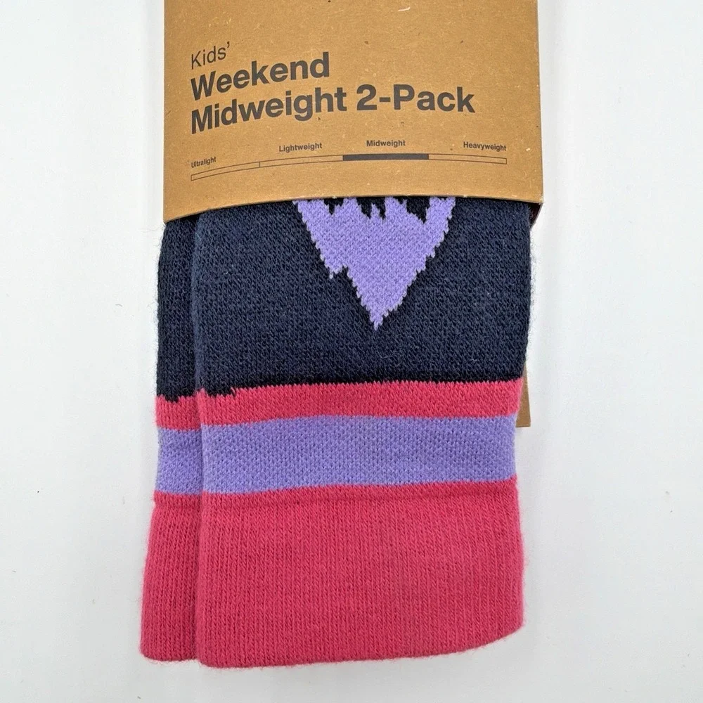 2‎ Pair Burton Weekend Midweight Kids Small/Medium 12.5-1.5 Fuchsia Fusion Socks